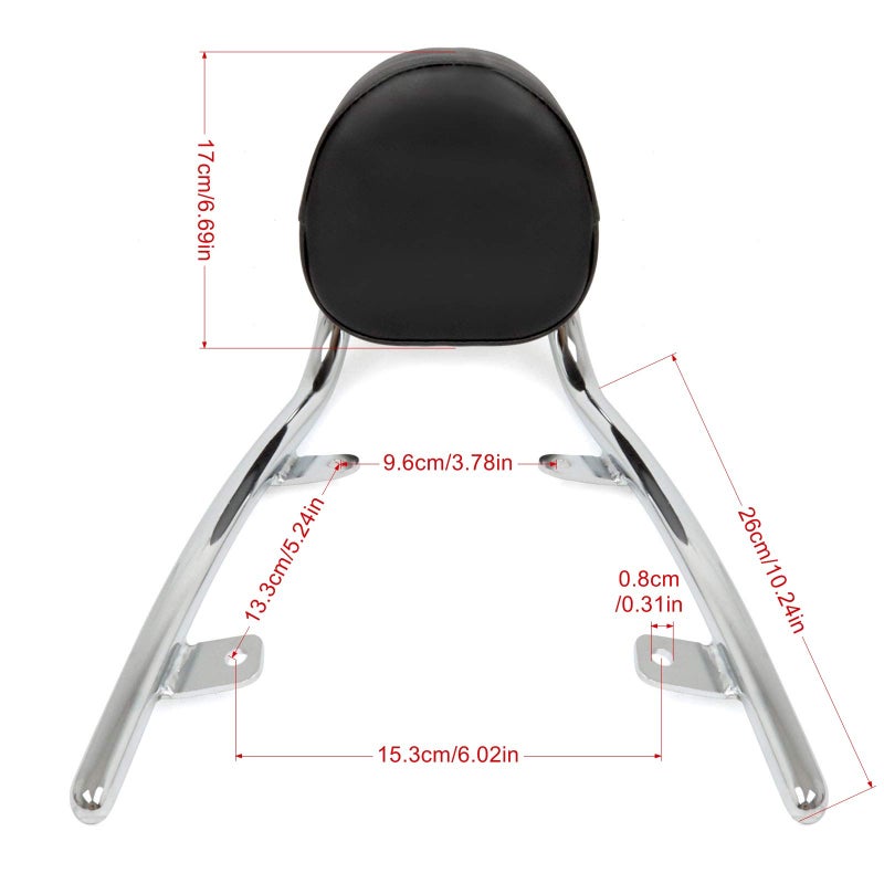 AW AUTO WORLD COPART Chrome Passenger Backrest Sissy Bar for Honda Fury VT1300CX 2010-2019 2018 2017 2016 2015 - Image 3